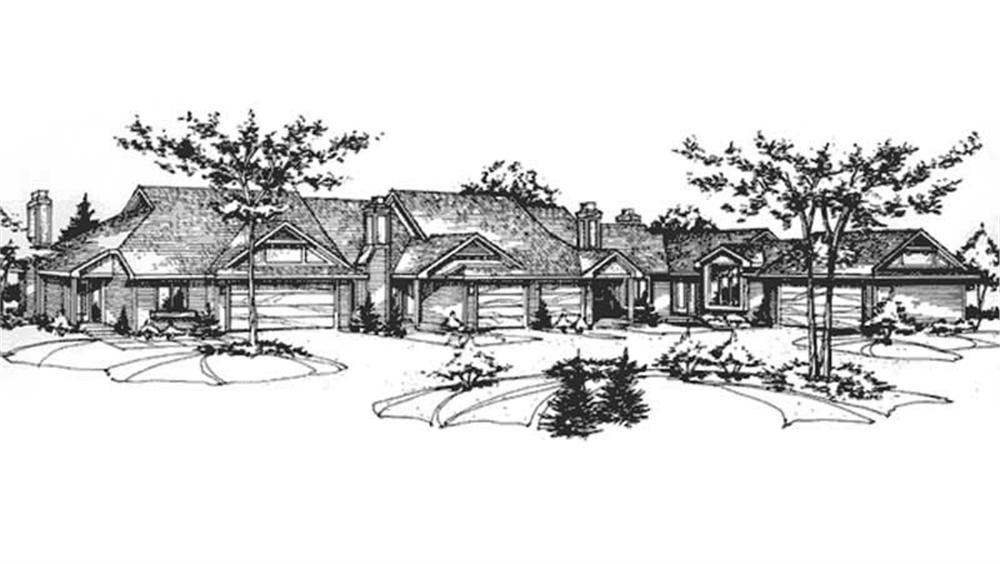 Front view of Duplex/Multi-Unit home (ThePlanCollection: House Plan #146-2029)