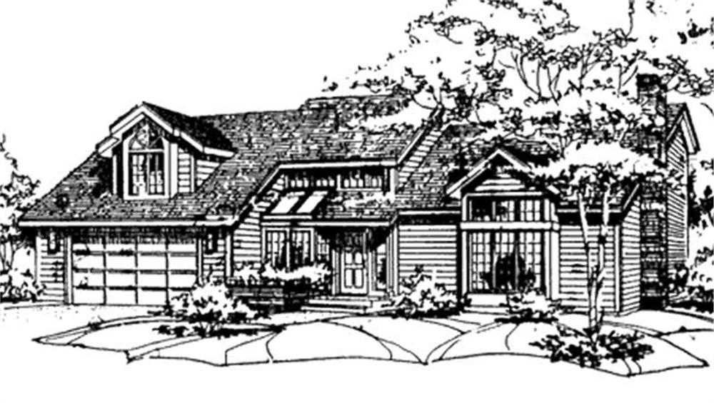 Front view of Colonial home (ThePlanCollection: House Plan #146-2030)
