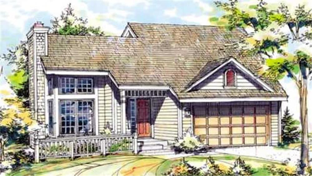 Front view of Country home (ThePlanCollection: House Plan #146-2032)