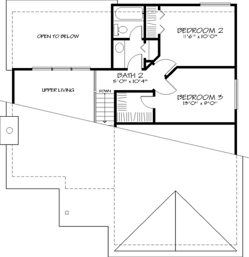 Floor Plan Second Story of Country Plan #146-2032