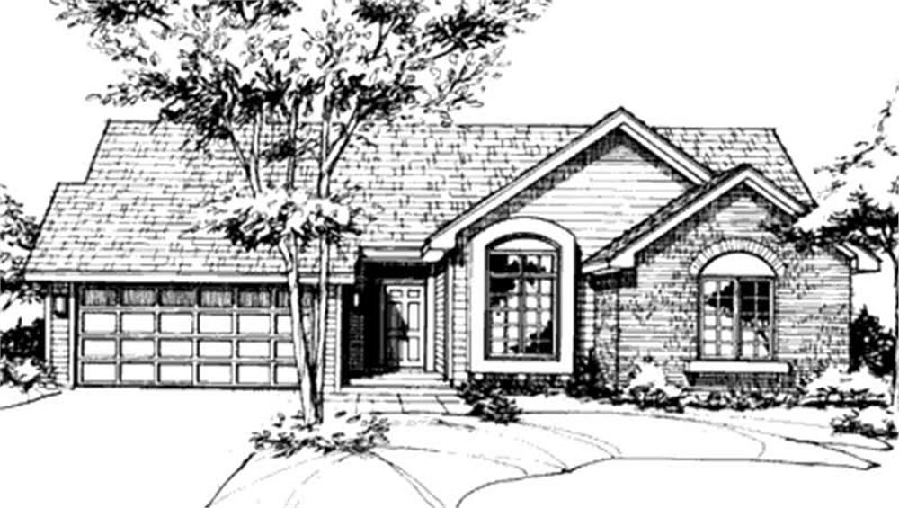 Front view of Ranch home (ThePlanCollection: House Plan #146-2035)