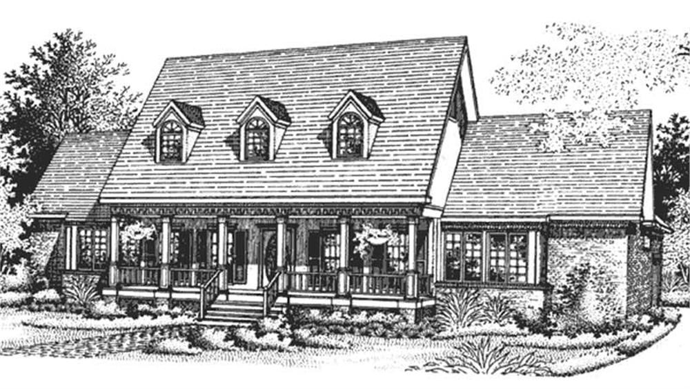 Front view of Colonial home (ThePlanCollection: House Plan #146-2038)