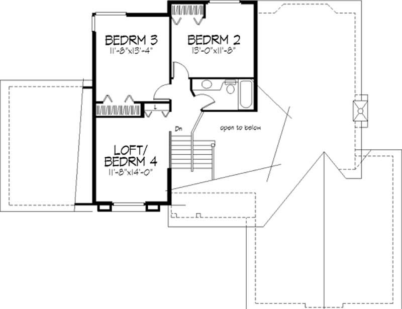 Floor Plan Second Story of Cape Cod Plan #146-2039