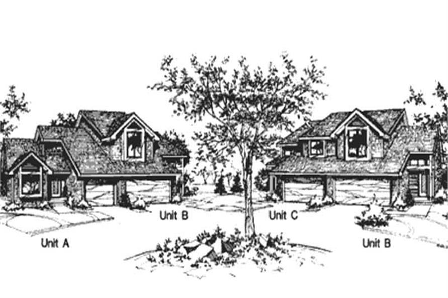 Front view of Duplex/Multi-Unit home (ThePlanCollection: House Plan #146-2041)