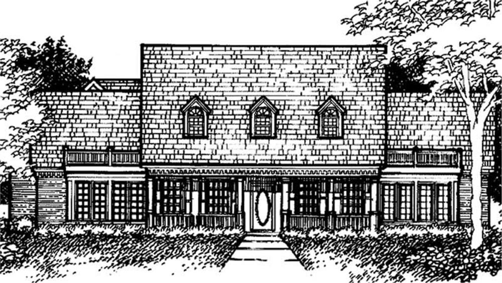 Front view of Country home (ThePlanCollection: House Plan #146-2047)