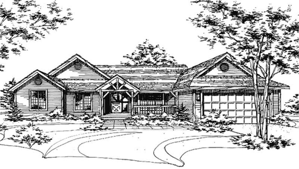 Front view of Country home (ThePlanCollection: House Plan #146-2049)