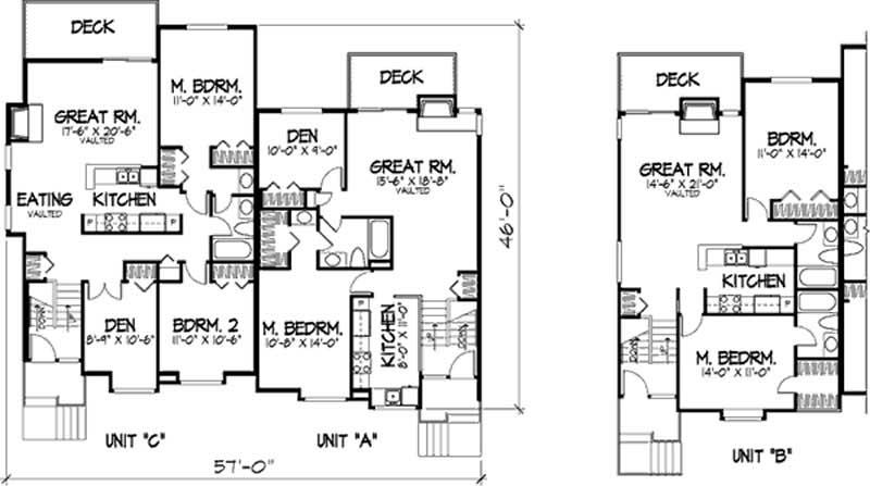 Floor Plan First Story of Multi-Unit Plan #146-2050