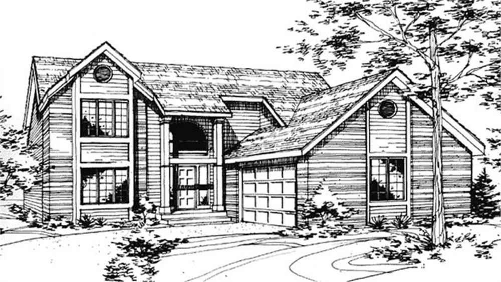 Front view of Country home (ThePlanCollection: House Plan #146-2052)