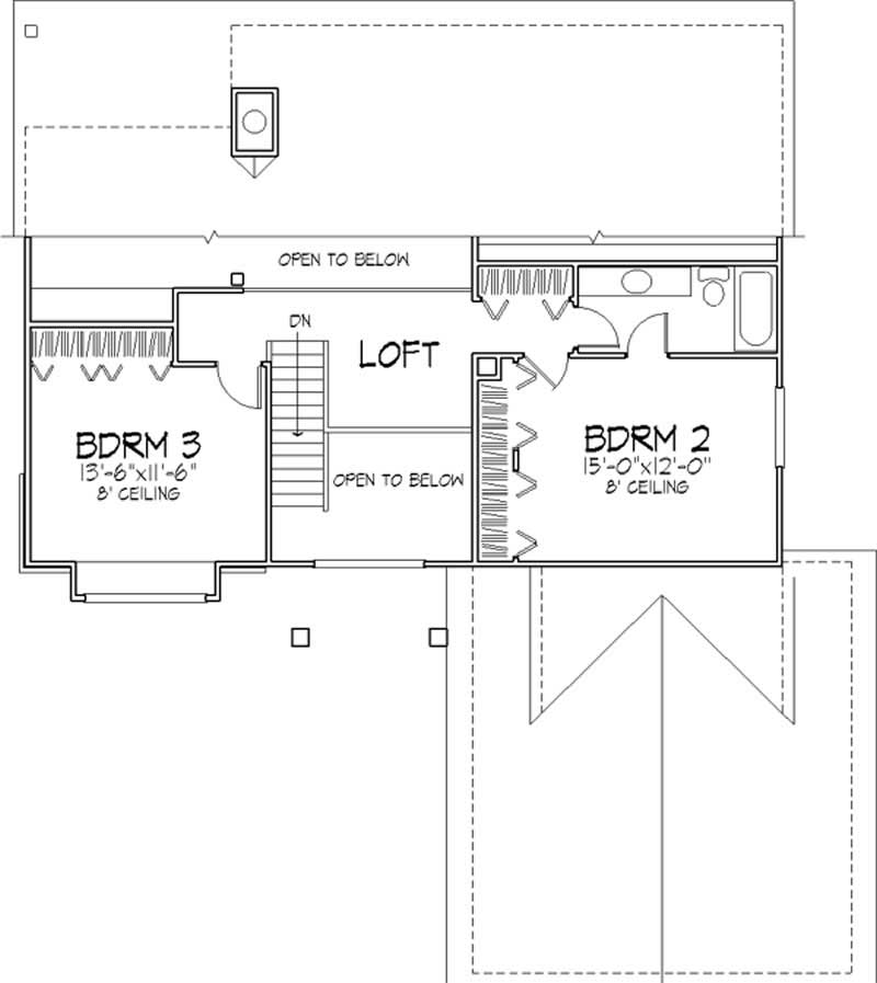 Floor Plan Second Story of Country Plan #146-2052