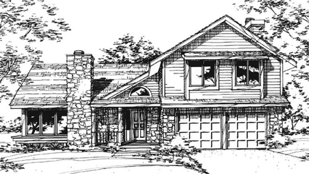 Front view of Country home (ThePlanCollection: House Plan #146-2053)