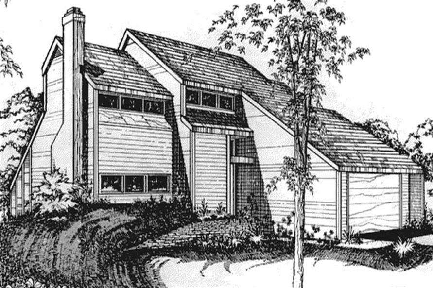 Front view of Modern home (ThePlanCollection: House Plan #146-2054)