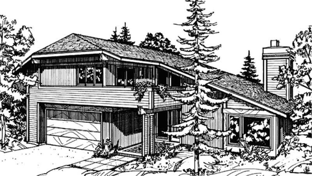 Front view of Contemporary home (ThePlanCollection: House Plan #146-2059)