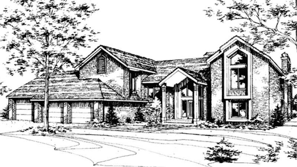 Front view of Contemporary home (ThePlanCollection: House Plan #146-2062)