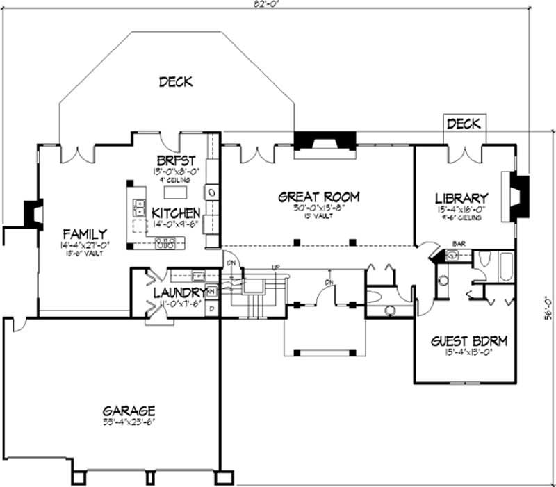 Floor Plan First Story of Contemporary Plan #146-2062