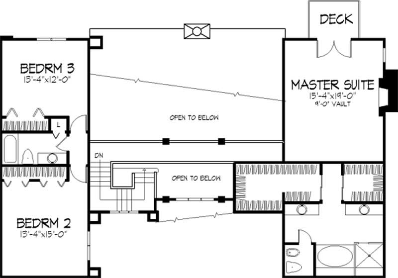 Floor Plan Second Story of Contemporary Plan #146-2062
