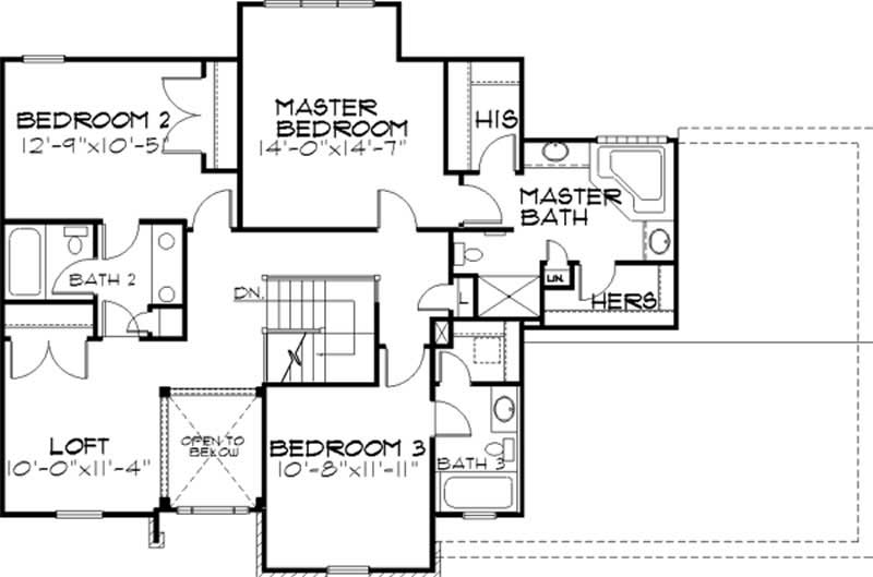 Floor Plan Second Story of European Plan #146-2063