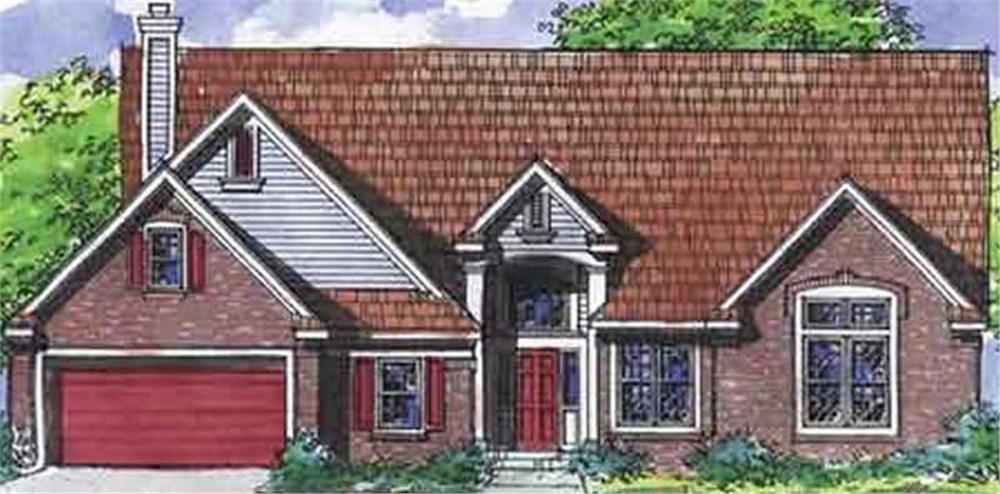 Front view of Craftsman home (ThePlanCollection: House Plan #146-2064)