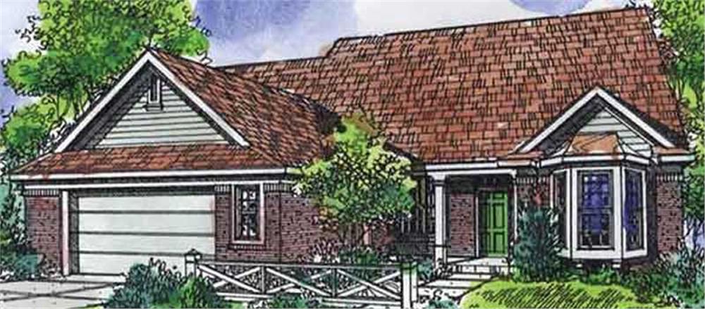 Front view of Country home (ThePlanCollection: House Plan #146-2066)