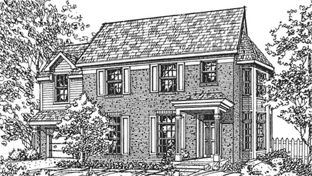 Front view of Colonial home (ThePlanCollection: House Plan #146-2067)