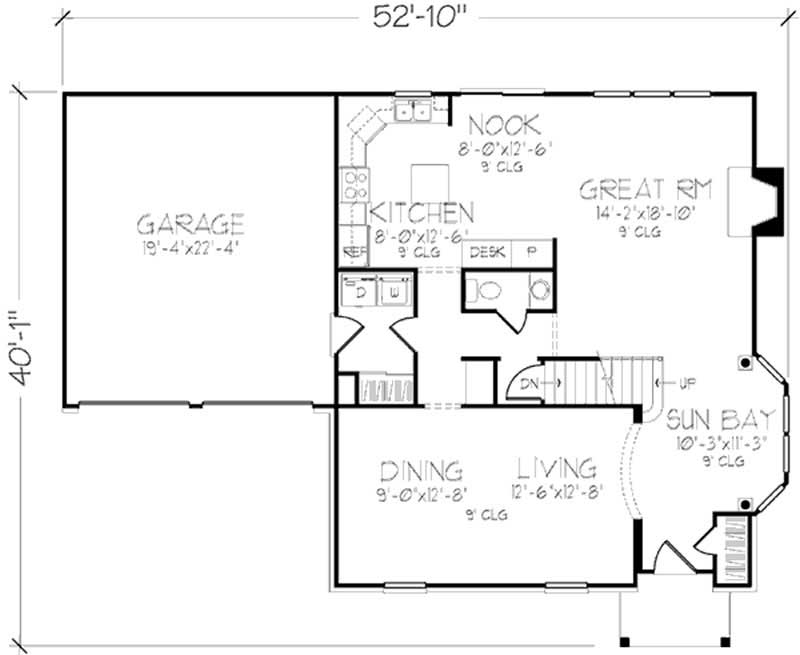 Floor Plan First Story of Colonial Plan #146-2067