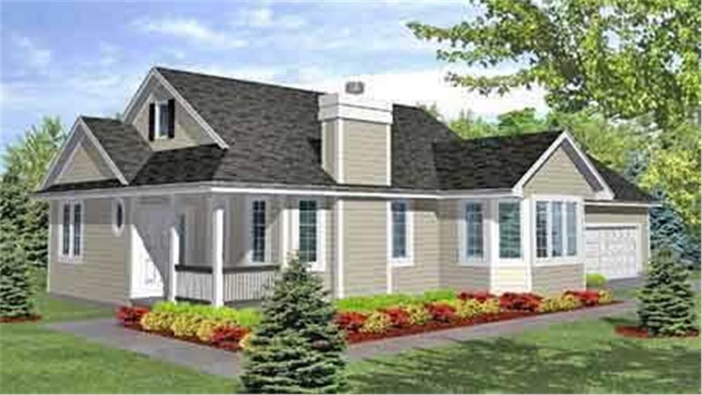 Front view of Country home (ThePlanCollection: House Plan #146-2069)