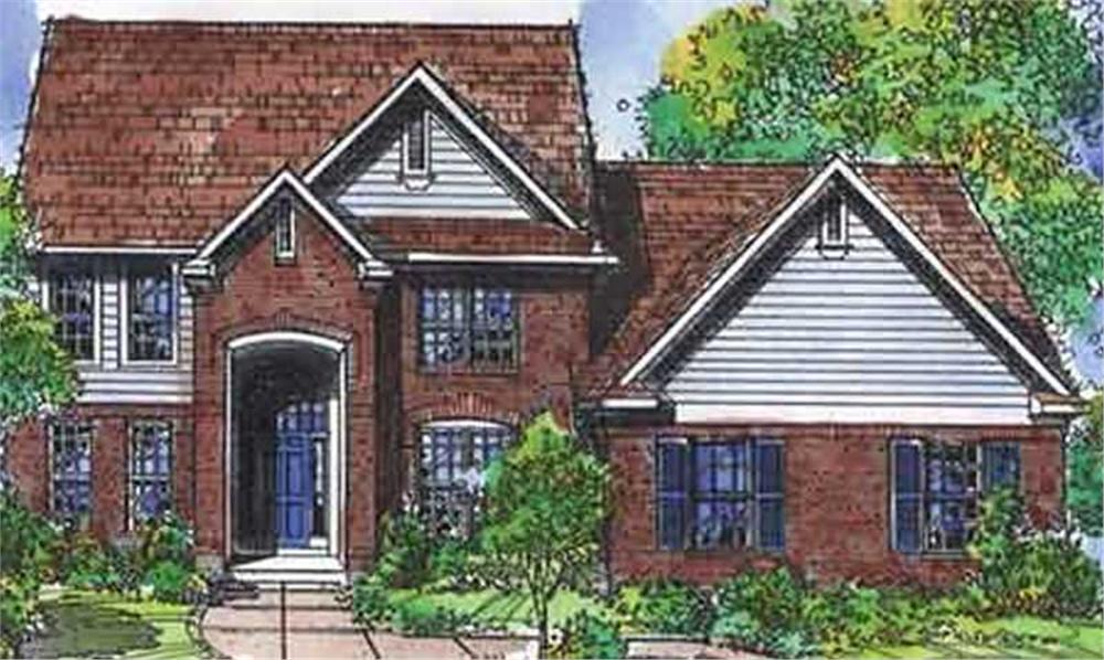 Front view of European home (ThePlanCollection: House Plan #146-2071)