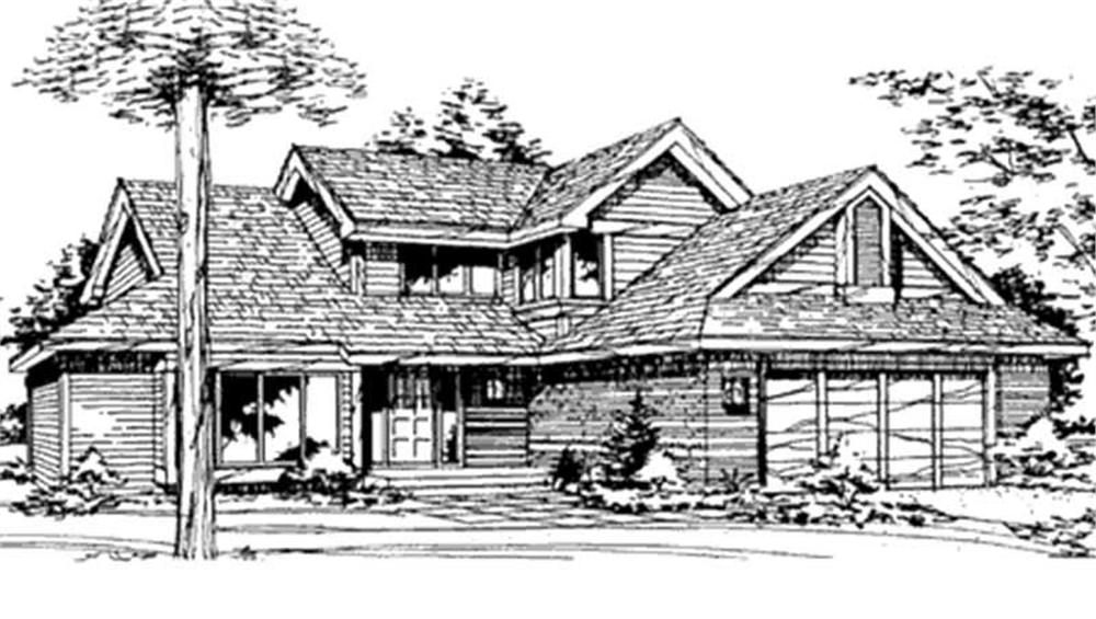 Front view of Country home (ThePlanCollection: House Plan #146-2074)