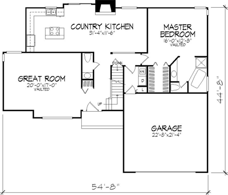 Floor Plan First Story of Country Plan #146-2074