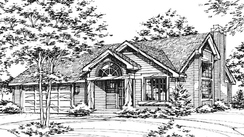 Front view of Country home (ThePlanCollection: House Plan #146-2076)