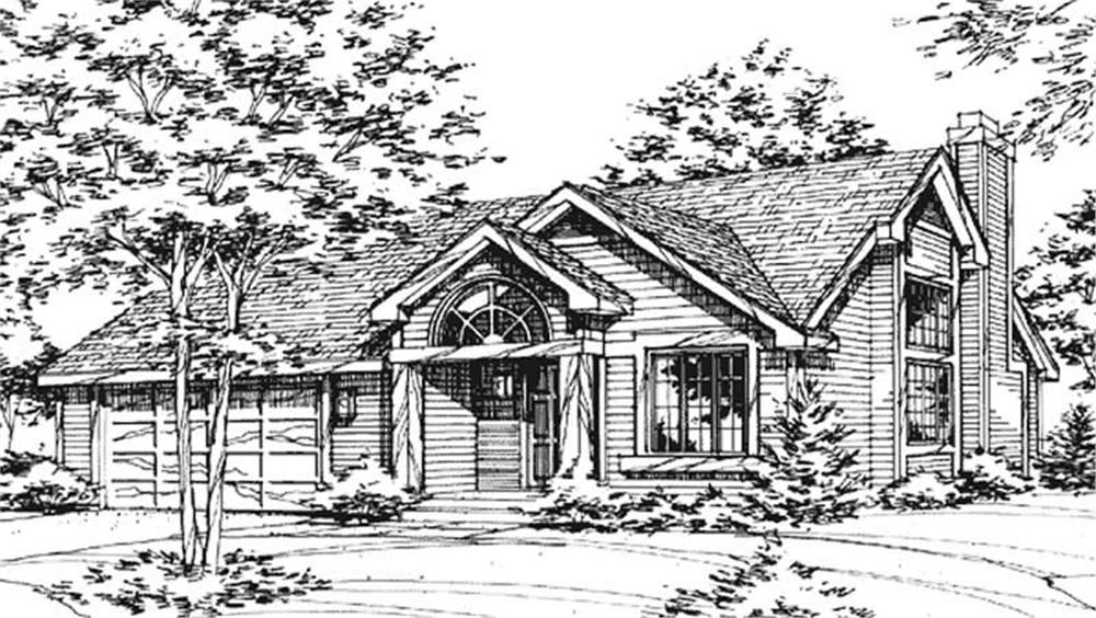 Front view of Country home (ThePlanCollection: House Plan #146-2076)
