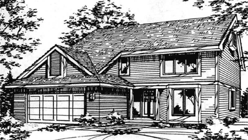 Front view of Country home (ThePlanCollection: House Plan #146-2077)