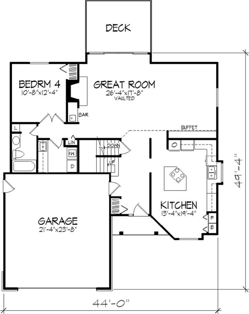 Floor Plan First Story of Country Plan #146-2077