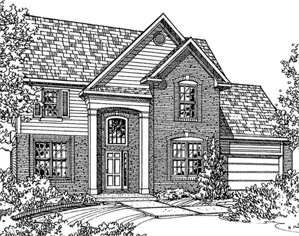 Front view of European home (ThePlanCollection: House Plan #146-2079)