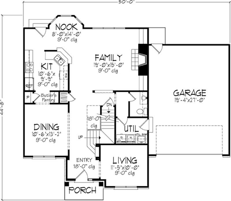 Floor Plan First Story of European Plan #146-2079