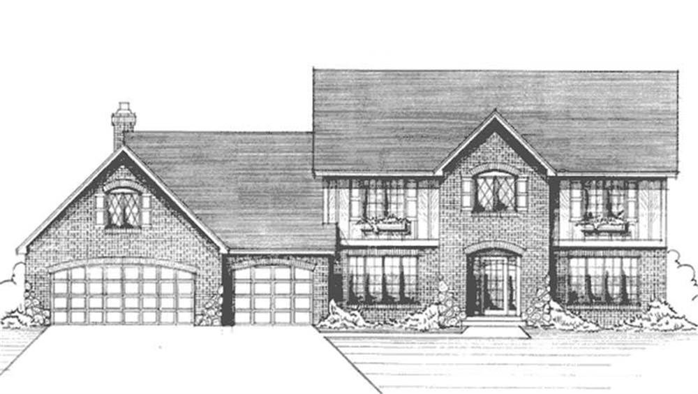 Front view of Colonial home (ThePlanCollection: House Plan #146-2082)