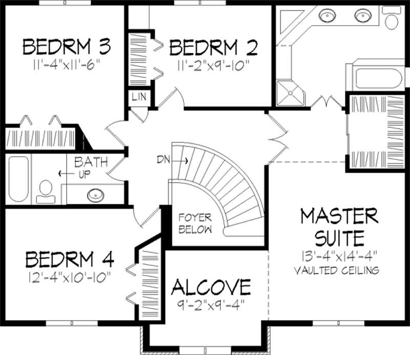 Floor Plan Second Story of Colonial Plan #146-2082