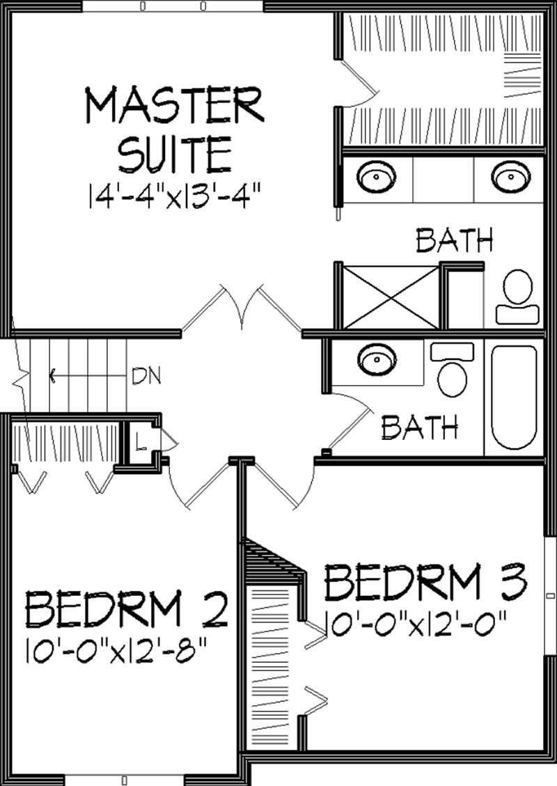 Floor Plan Second Story of European Plan #146-2083