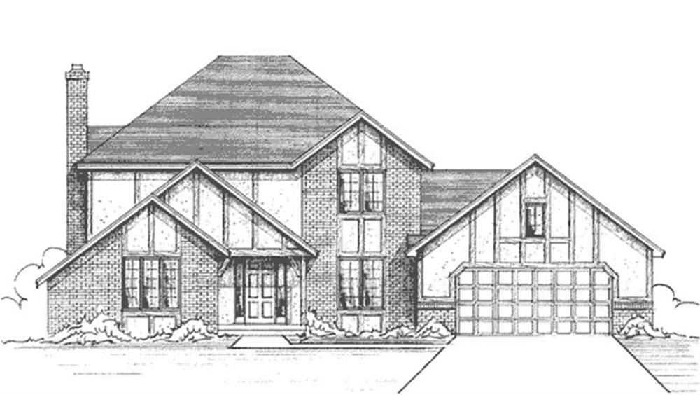 Front view of Tudor home (ThePlanCollection: House Plan #146-2085)