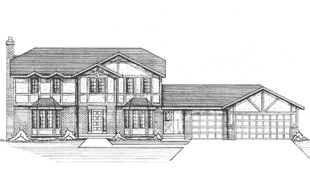 Front view of Colonial home (ThePlanCollection: House Plan #146-2088)
