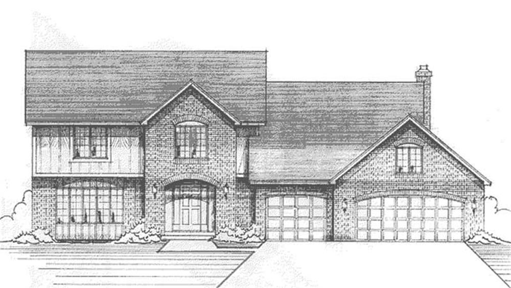 Front view of Colonial home (ThePlanCollection: House Plan #146-2089)