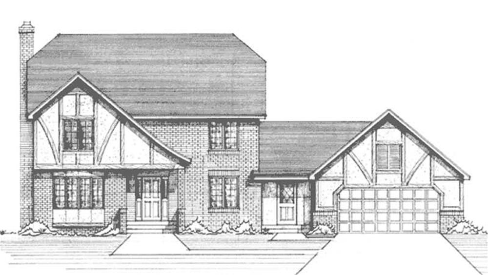Front view of Tudor home (ThePlanCollection: House Plan #146-2094)