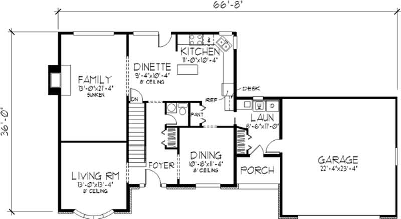 Floor Plan First Story of Tudor Plan #146-2094