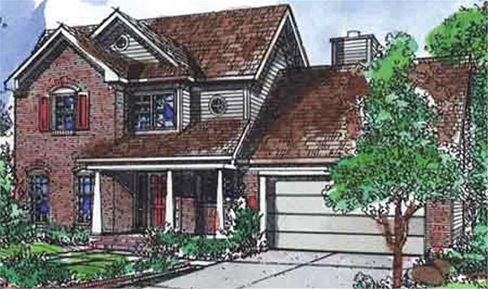 Front view of Country home (ThePlanCollection: House Plan #146-2097)