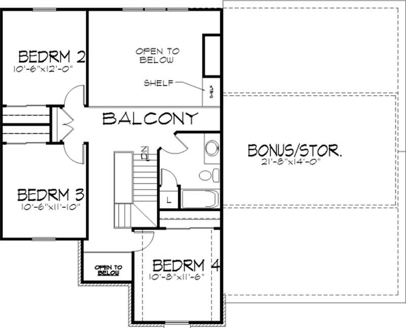 Floor Plan Second Story of Cape Cod Plan #146-2099