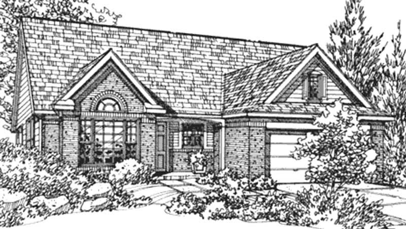 Home Plan Front Elevation of this 3-Bedroom,1365 Sq Ft Plan -146-2100