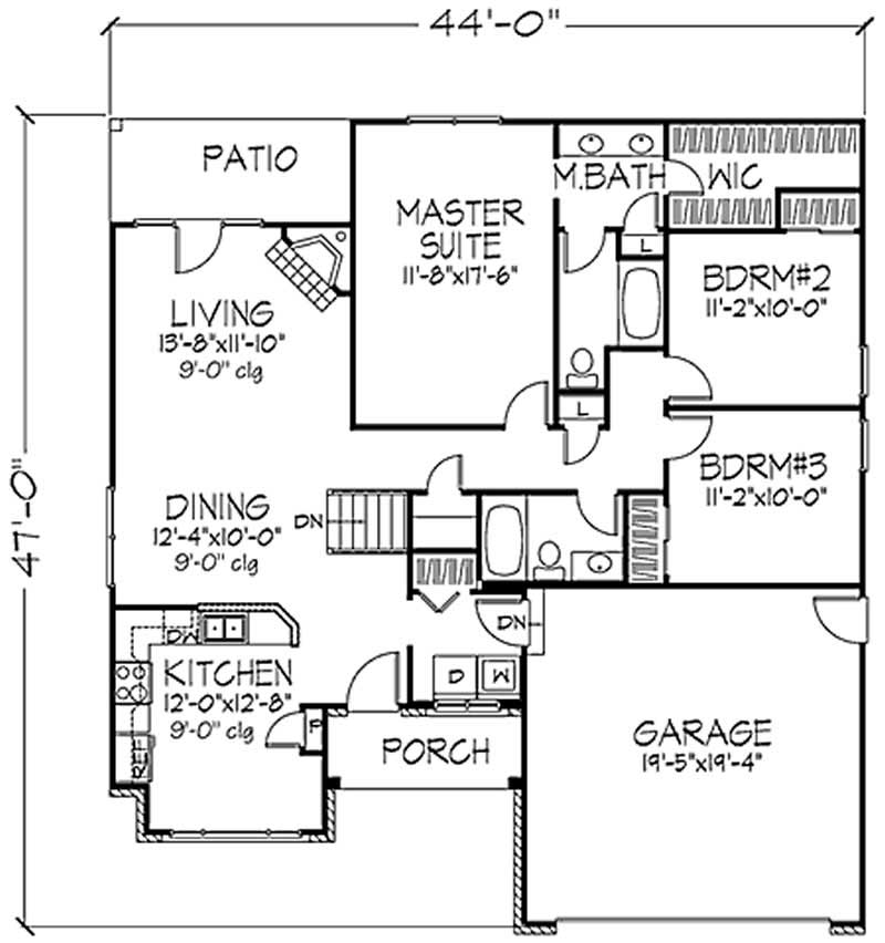 Floor Plan First Story of Craftsman Plan #146-2100