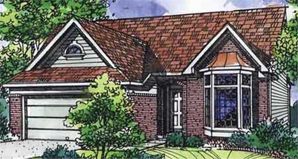 Front view of Ranch home (ThePlanCollection: House Plan #146-2106)