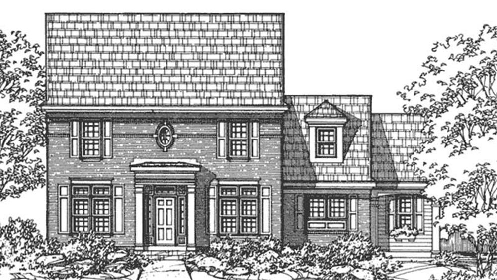 Front view of Country home (ThePlanCollection: House Plan #146-2108)