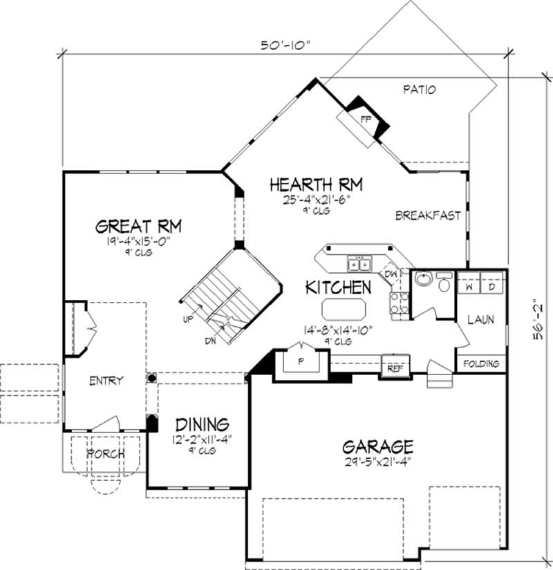 Floor Plan First Story of Colonial Plan #146-2110