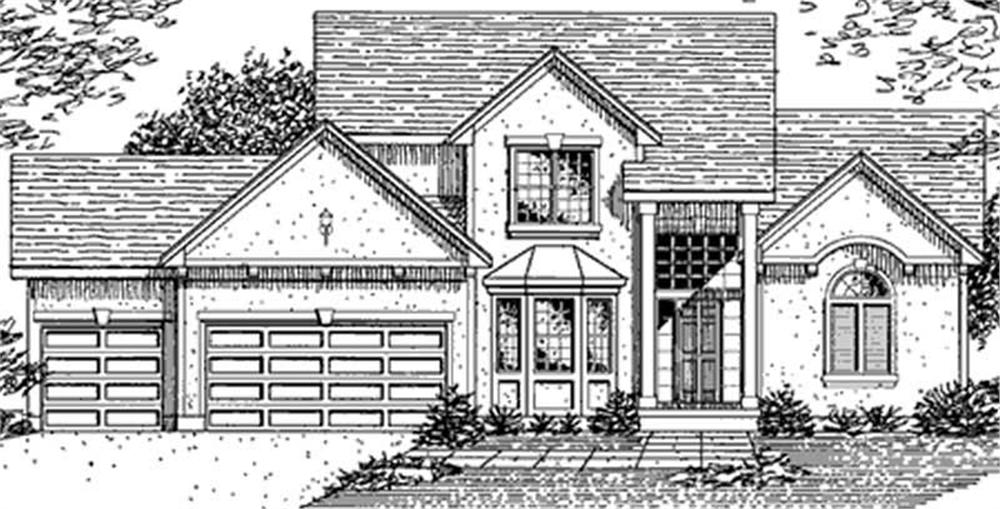 Front view of European home (ThePlanCollection: House Plan #146-2111)